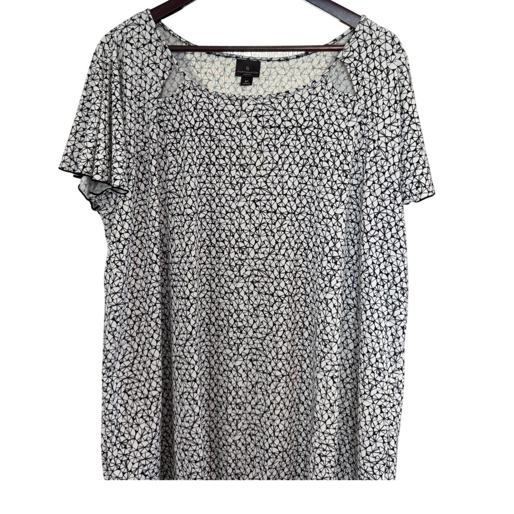 Geometric monochromatic flutter sleeve spring summer women's top chic Plus 2X - Picture 3 of 8